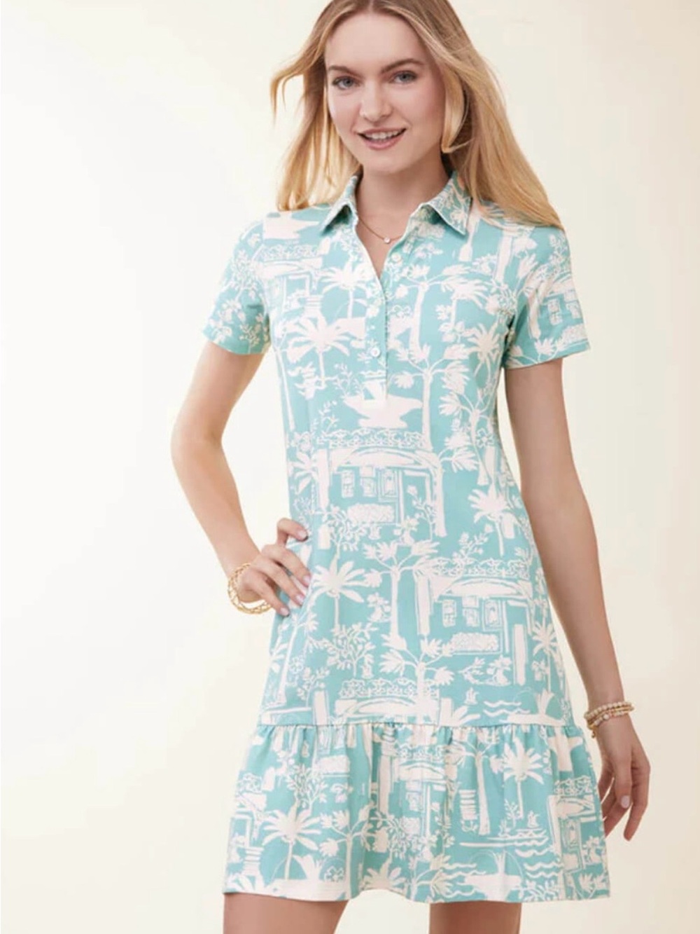 Spartina 449 Aqua and White Tropical Polo Mini Dress